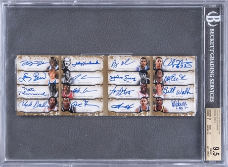 2012-13 UD Exquisite Collection "The Exquisite XVI" #E16-9 NBA Greats Multi-Signed Card (#1/1) – BGS GEM MINT 9.5/BGS 9 – Sixteen Signatures, Featuring Jordan, Bird, Magic and More!